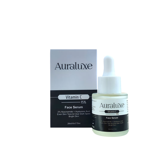 Auraluxe Vitamin C Face Serum – 15% with Hyaluronic Acid & Niacinamide (20ml) (For Bright, Even-Toned & Glowing Skin)